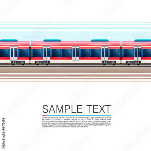 Train on a white background in movement
