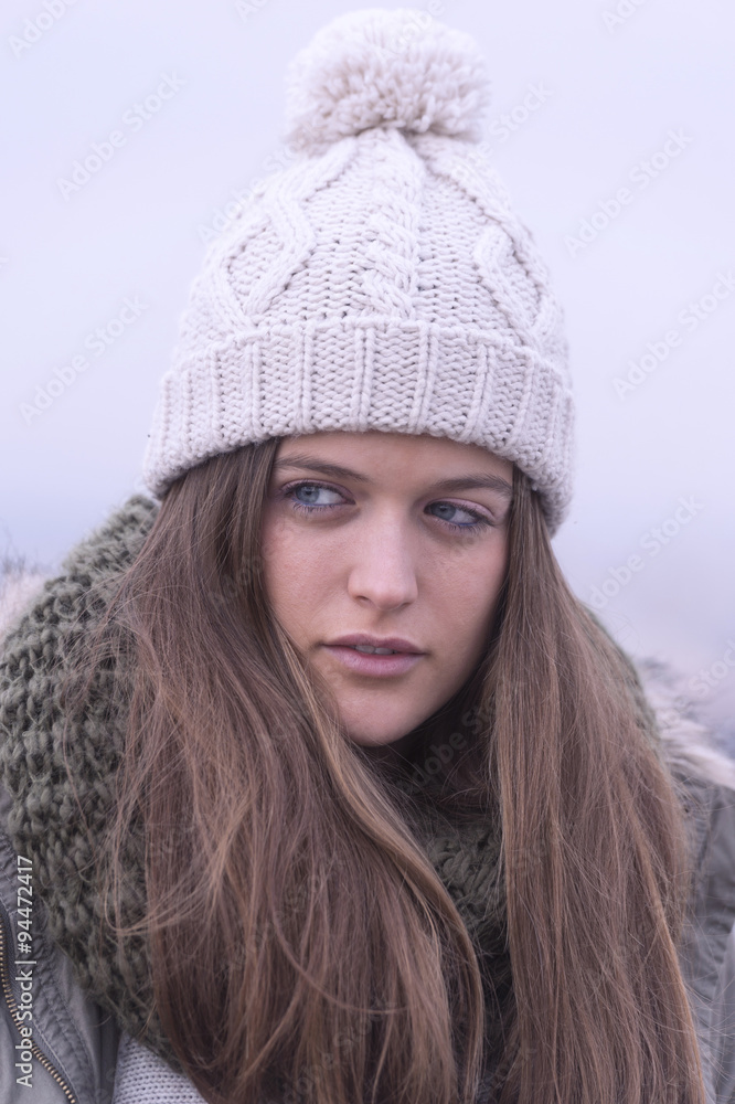 Portrait of a young woman with a hat on his head Portrait of a young woman with a hat on his head