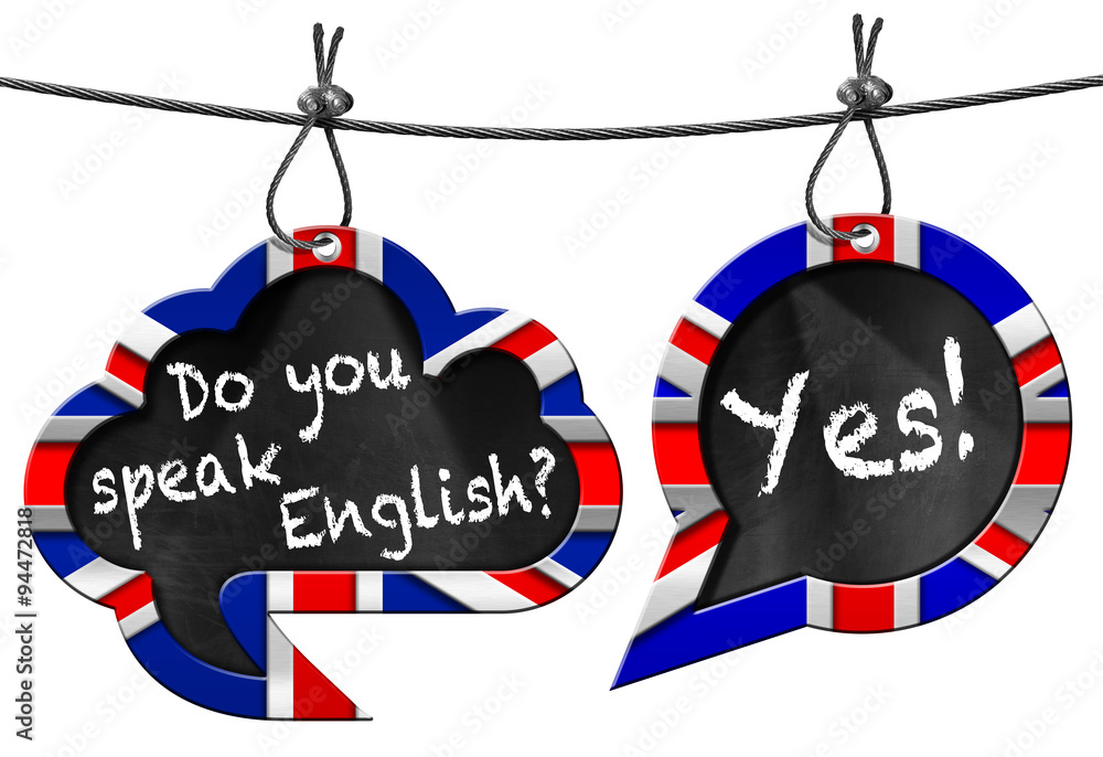 Do You Speak English Two Speech Bubbles / Two speech bubbles with Uk
