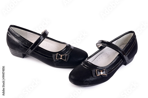 Women's black shoes isolated on white