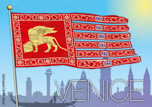 venice flag and silhouette