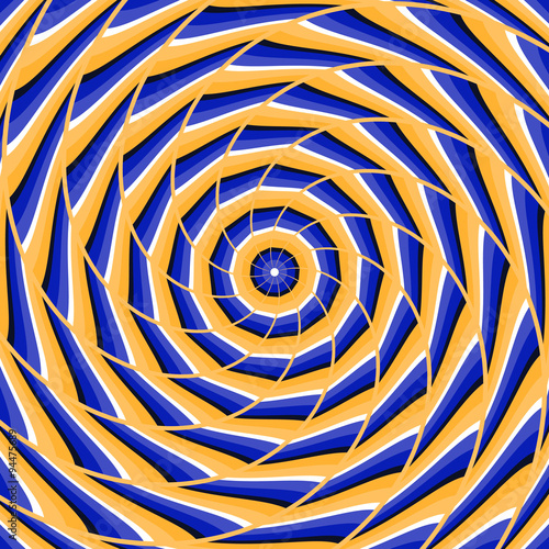 Spiral twisting to center. Abstract vector optical illusion background.