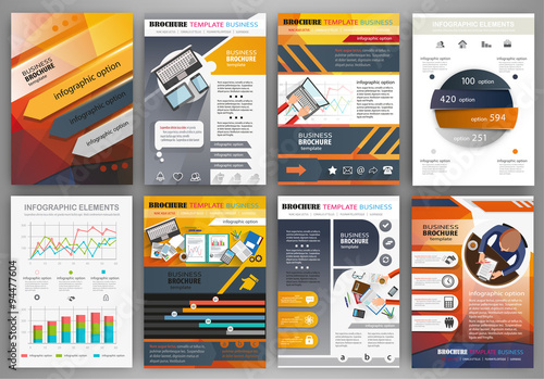 Orange and grey brochure template with infographic elements
