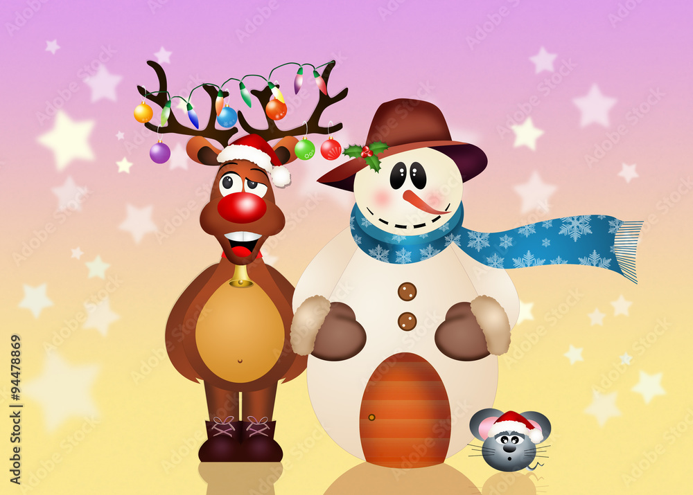 Naklejka premium Christmas friends