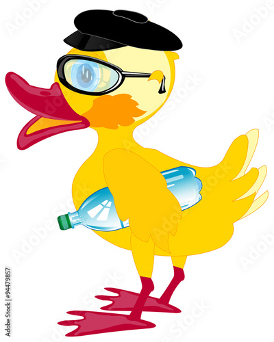 Duckling bespectacled and cap