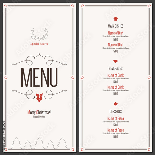 Special Christmas festive menu design