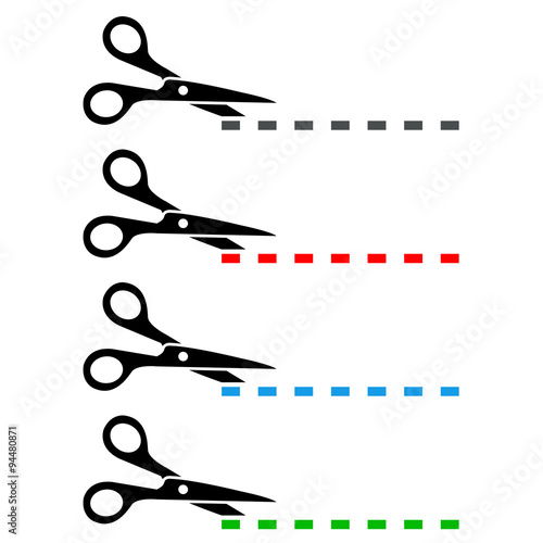 Icono plano cortar linea de puntos varios colores #1