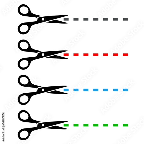 Icono plano cortar linea de puntos varios colores #2