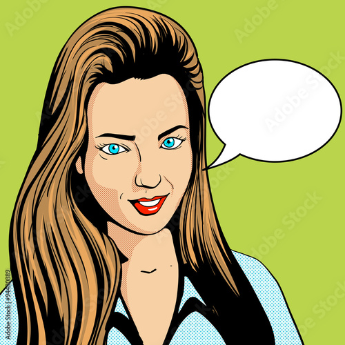 Young woman pop art retro vector