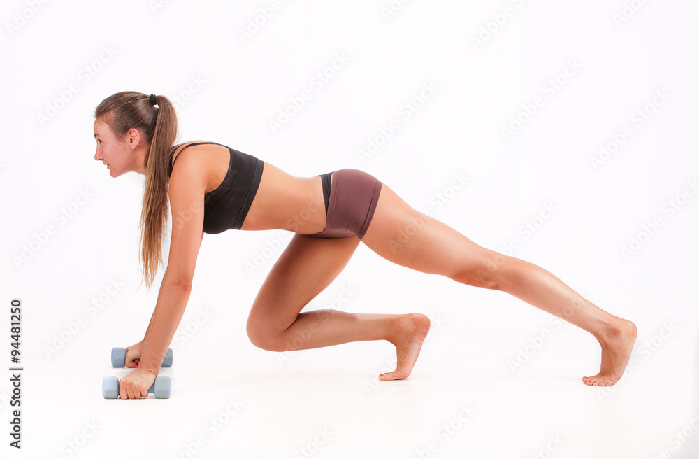 fitness woman doing exercises with dumbbell fitness woman doing exercises with dumbbell