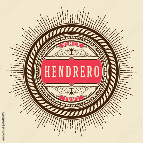 Old card with floral details. Vector.