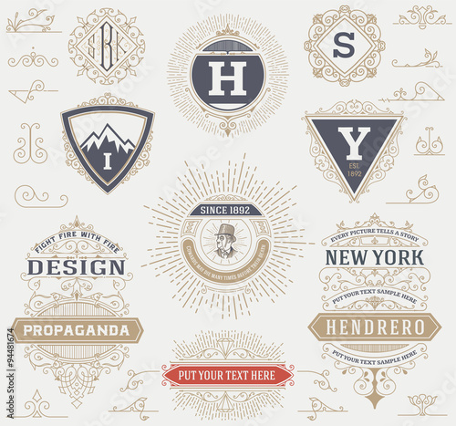 Labels, banners and design elements set. Vector