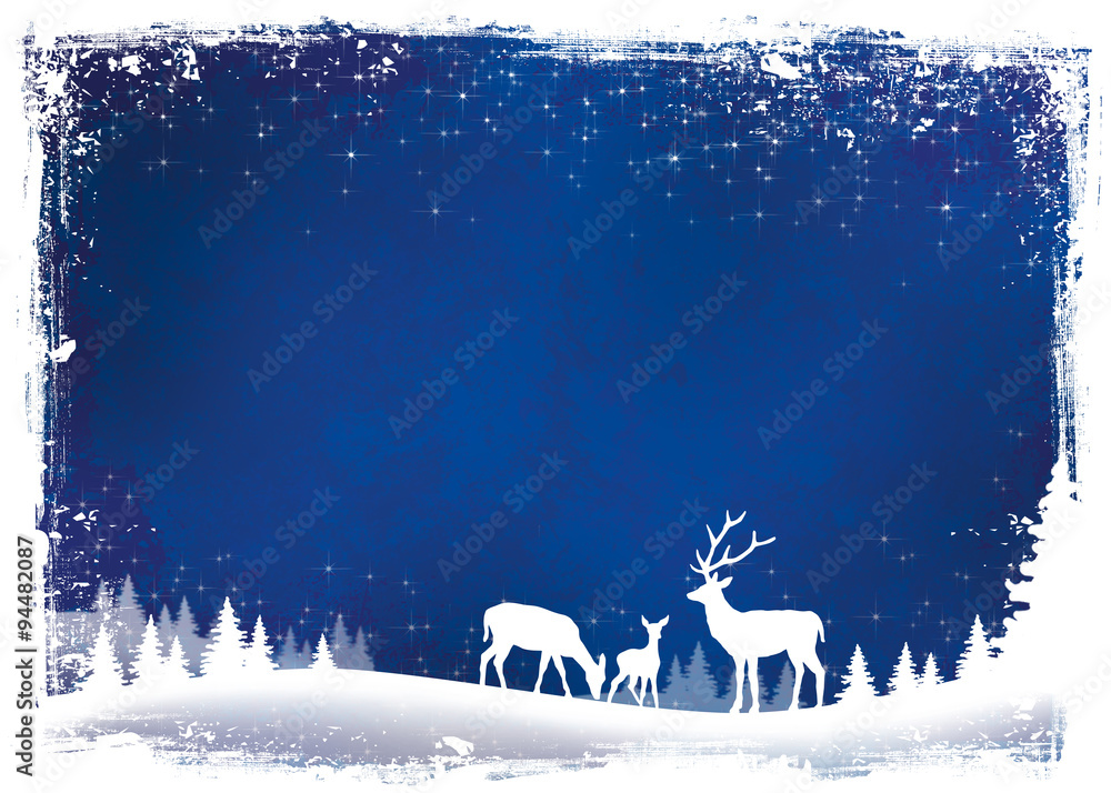 Christmas background blue with reindeer Christmas background blue with reindeer