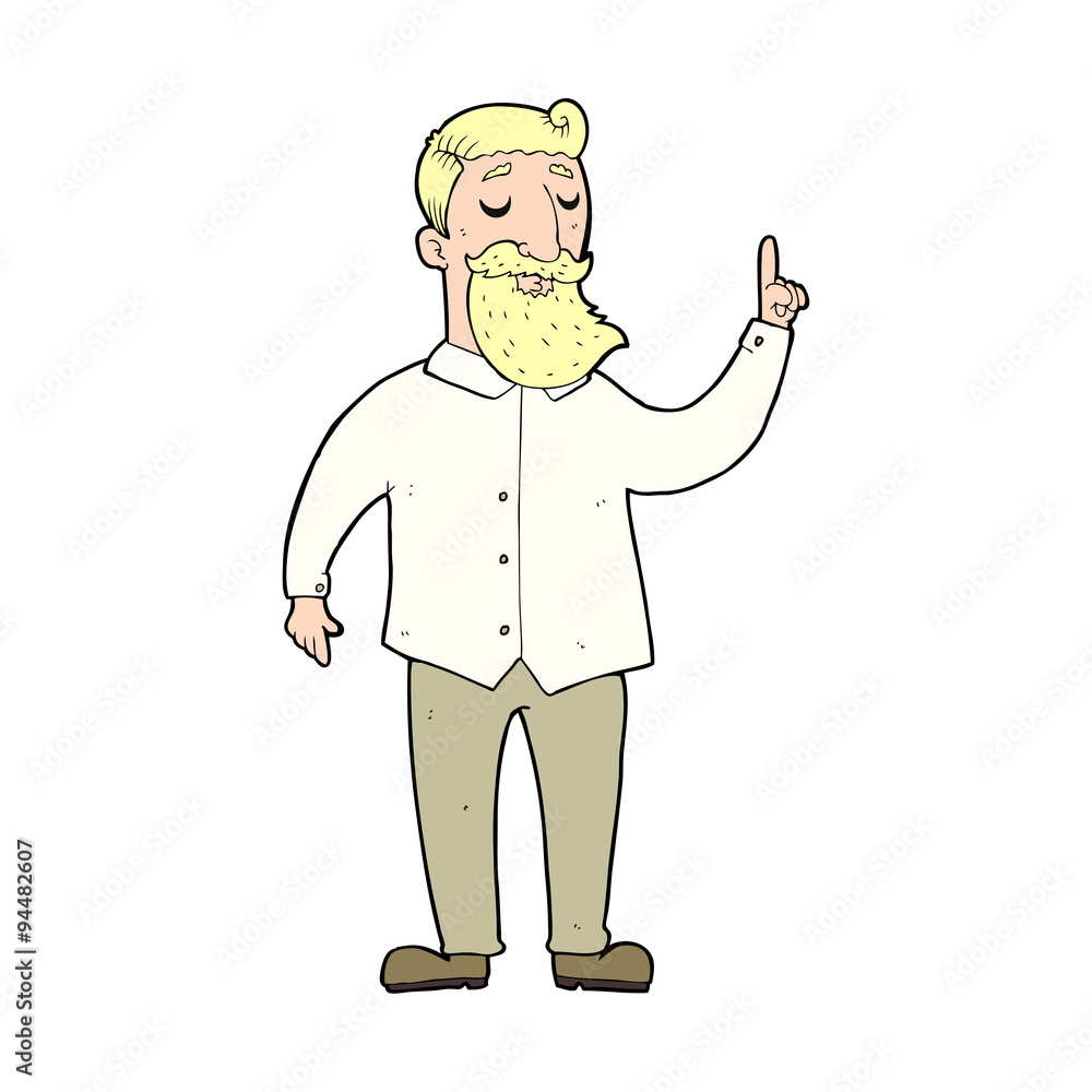 cartoon bearded man with idea