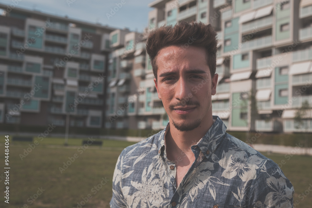 Young handsome man posing in the street Young handsome man posing in the street