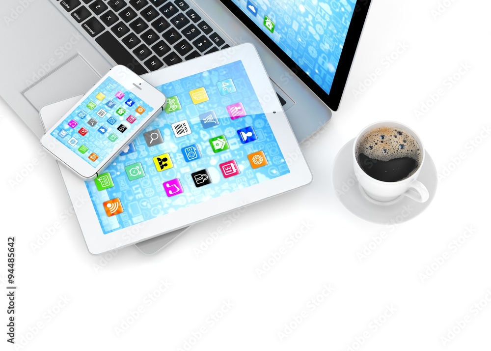 Laptop, phone and tablet pc. Laptop, phone and tablet pc.