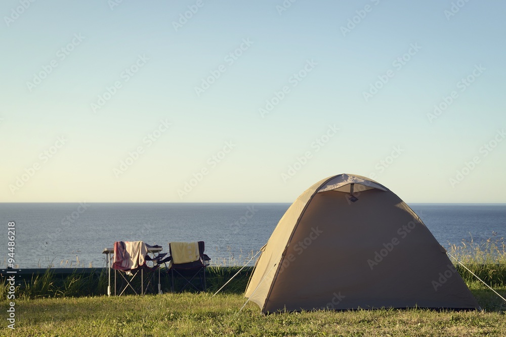 camping and sea