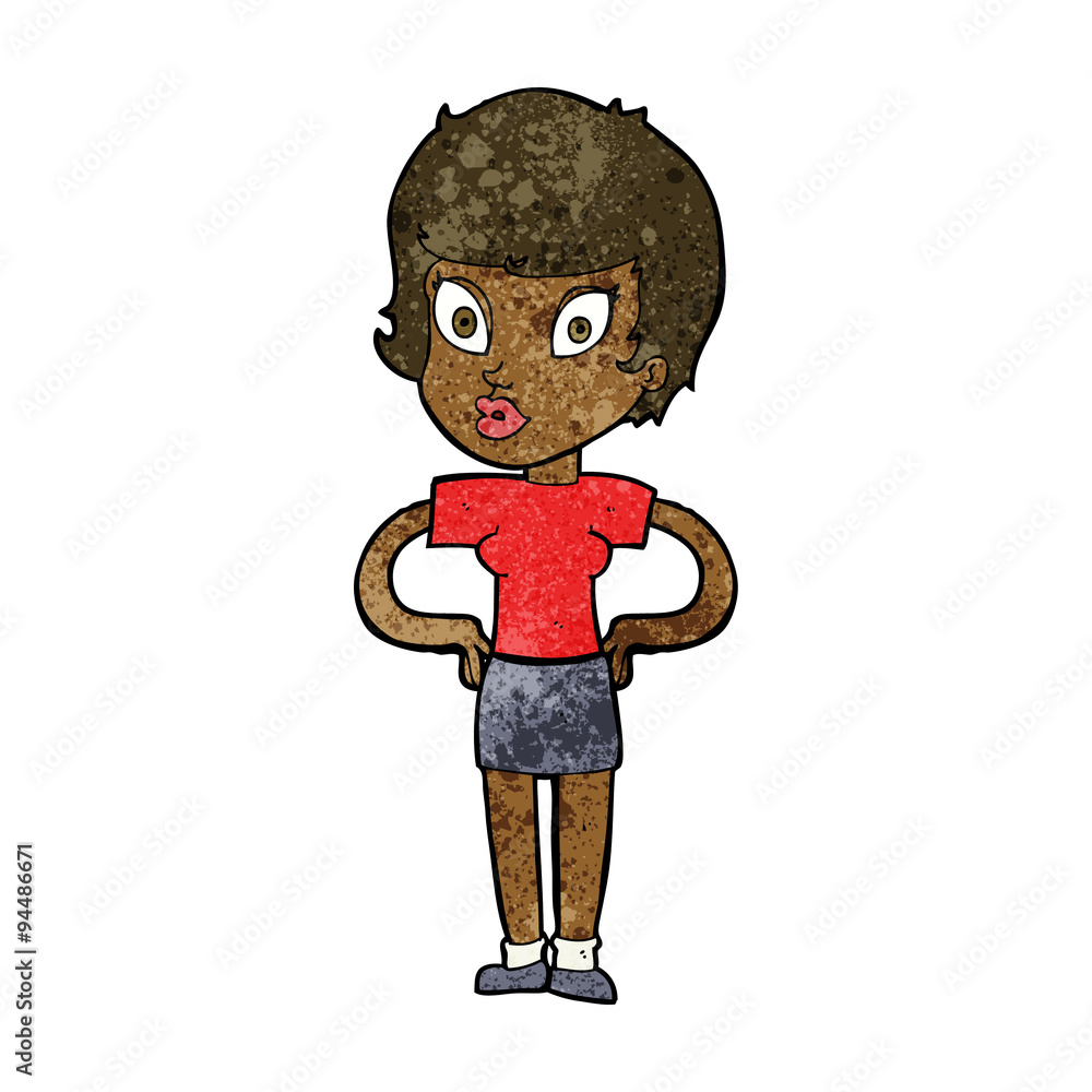 cartoon woman with hands on hips cartoon woman with hands on hips