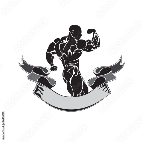 Bodybuilding and powerlifting concept, icon, banner, template, badge
