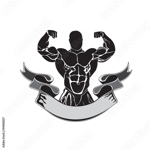 Bodybuilding and powerlifting concept, icon, banner, template, badge
