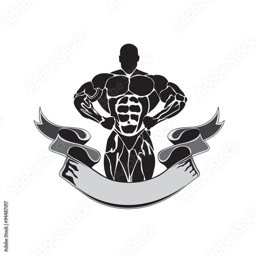 Bodybuilding and powerlifting concept, icon, banner, template, badge
