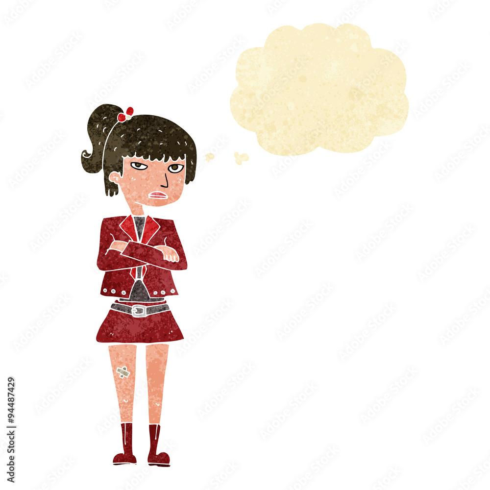 cartoon cool girl with thought bubble cartoon cool girl with thought bubble