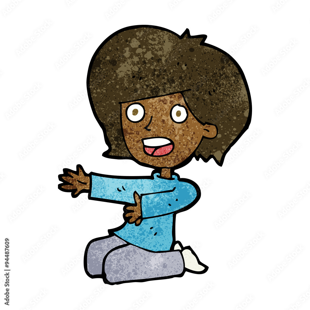 Obraz premium cartoon shocked woman on knees