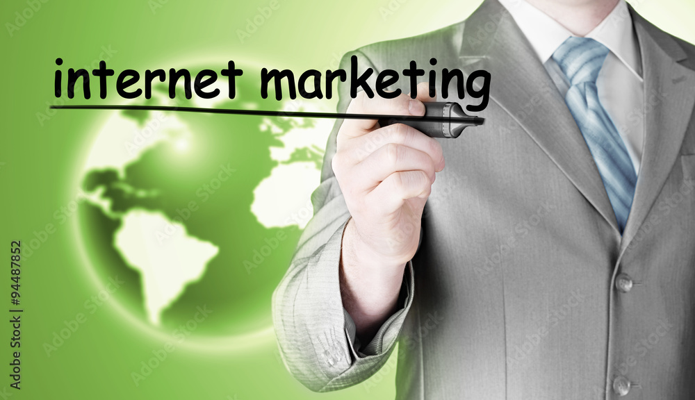 business man writing internet marketing business man writing internet marketing