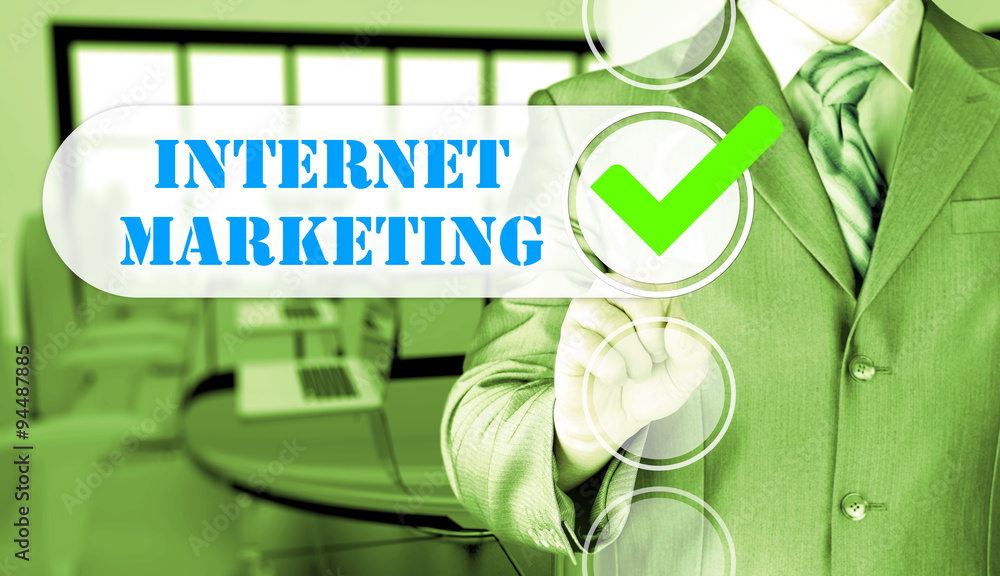 business man pressing checkbox internet marketing business man pressing checkbox internet marketing