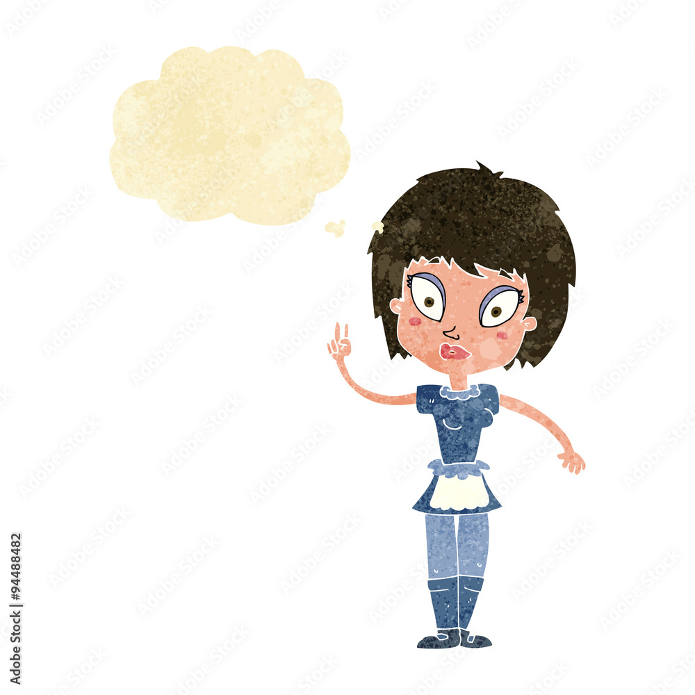 cartoon maid with thought bubble cartoon maid with thought bubble