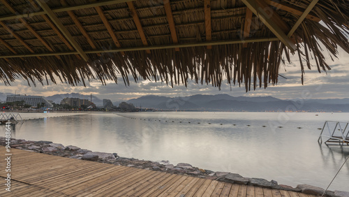 Morning view on the central beach of Eilat 