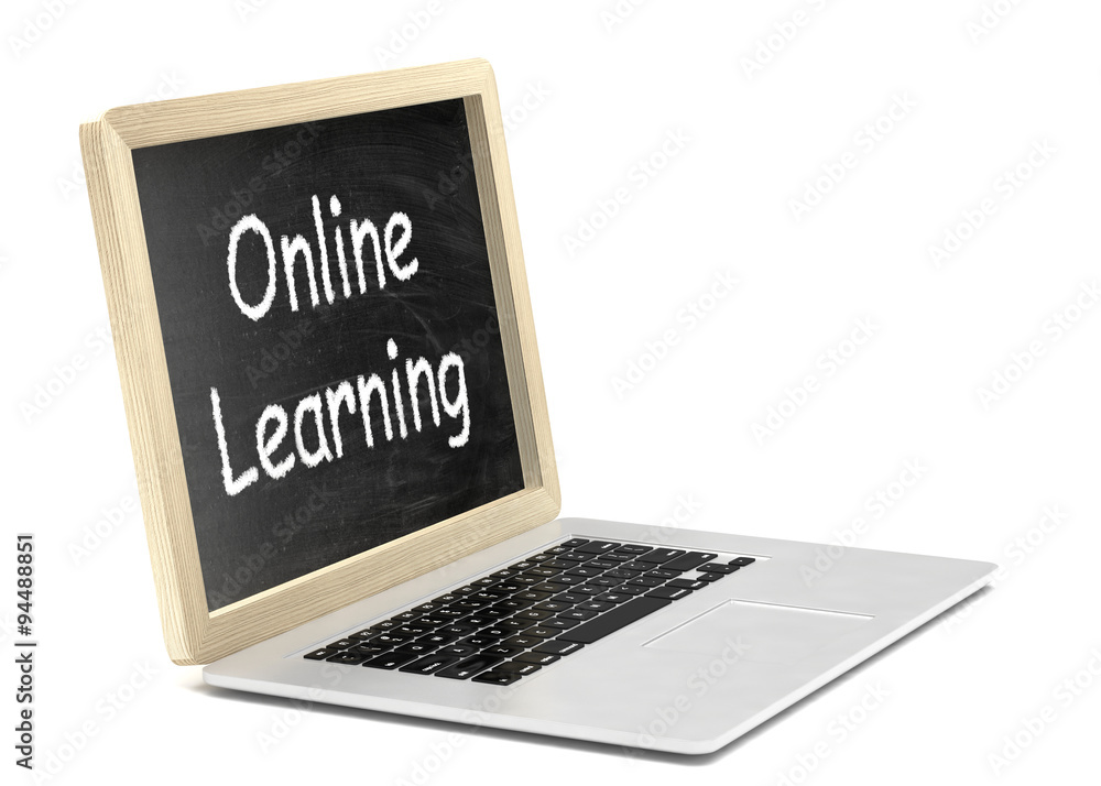 Laptop with chalkboard, online education concept Laptop with chalkboard, online education concept