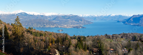 panorama of clear blue wide Lake -  Varese,  Lombardy, Italy #94489237