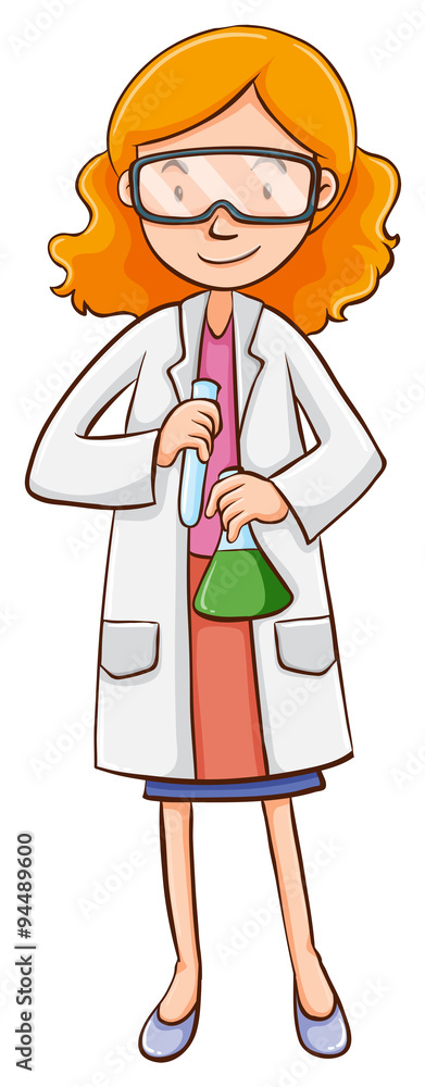 Female scientist holding flasks
