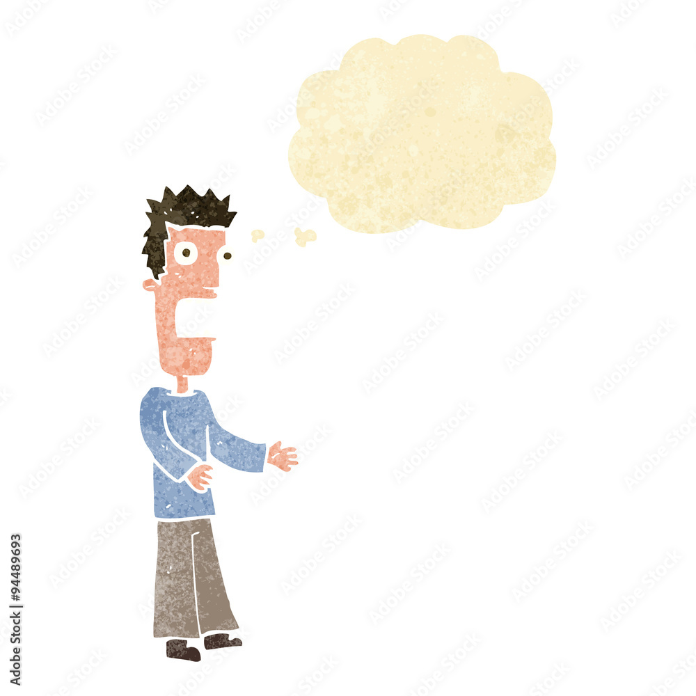 cartoon man freaking out with thought bubble cartoon man freaking out with thought bubble
