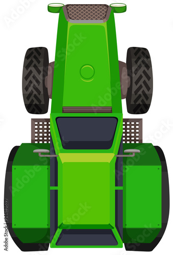 Top view of green tractor