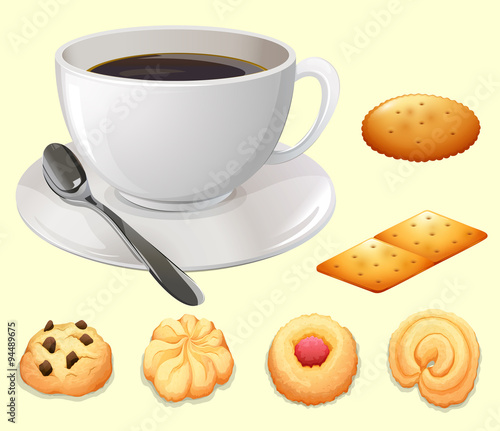 Cup of coffee and cookies