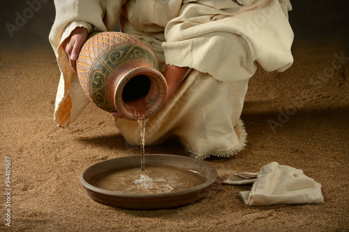 Jesus Pouring Water on Pan