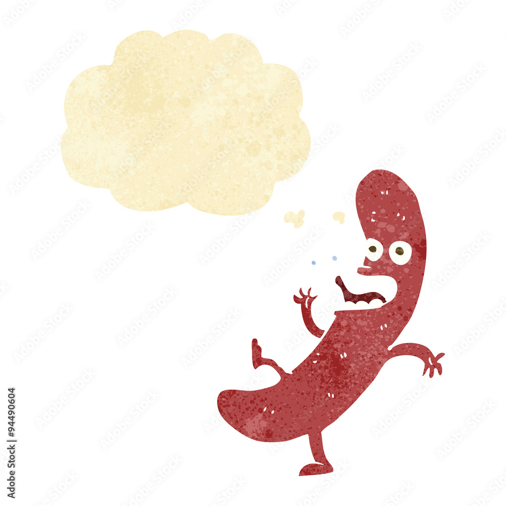 cartoon sausage with thought bubble cartoon sausage with thought bubble