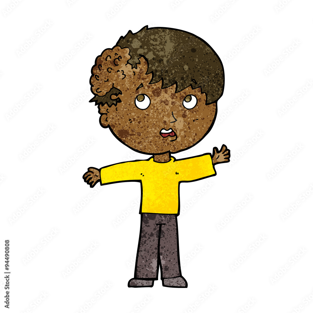 cartoon boy with growth on head cartoon boy with growth on head