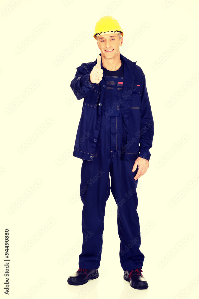 Repairman showing thumbs up Repairman showing thumbs up