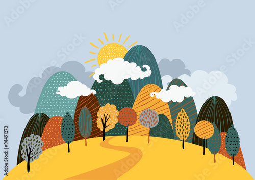 Vector autumn landscape background.
