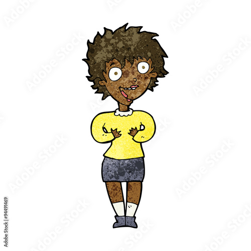 cartoon excited woman