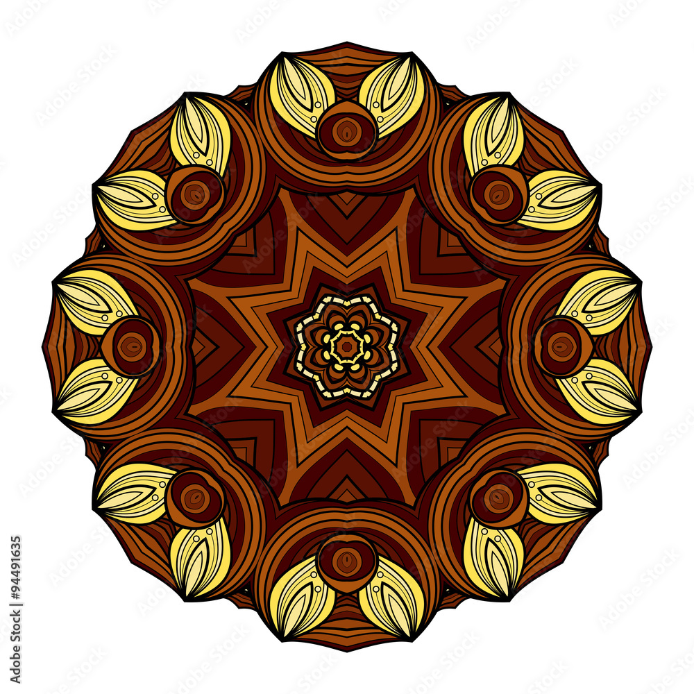 Vector Beautiful Deco Colored contour Mandala