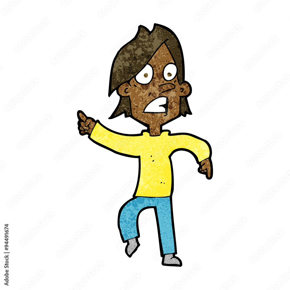 cartoon worried man pointing