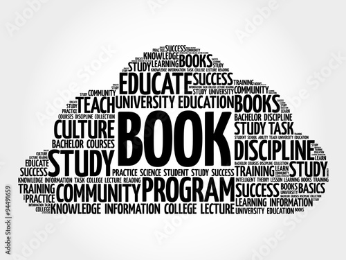 BOOK. Word education collage