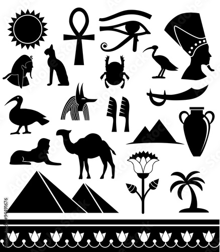 Egyptian icon set. Vector art.