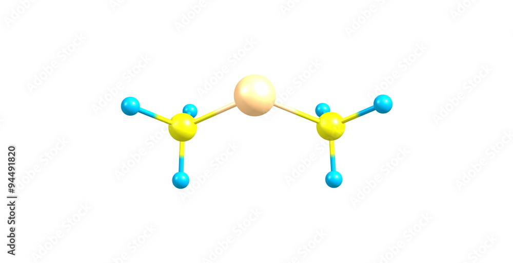 Dimethylmercury molecular structure on white background Dimethylmercury molecular structure on white background
