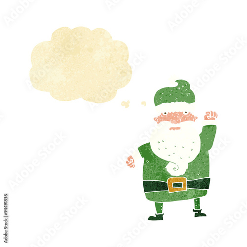 cartoon angry santa claus with thought bubble