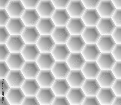 Fototapeta Naklejka Na Ścianę i Meble -  Seamless abstract honeycomb  background - hexagons. Colour white with shadows. Vector illustration.